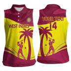 Custom West Indies Cricket Women Sleeveless Polo Shirt 2024 World Cup Go Windies