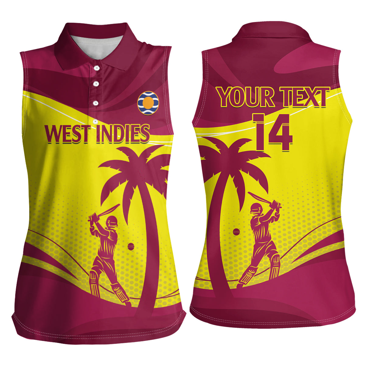 Custom West Indies Cricket Women Sleeveless Polo Shirt 2024 World Cup Go Windies
