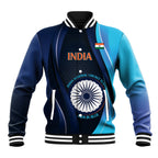 Custom India Cricket Baseball Jacket 2024 World Cup Go Men in Blue