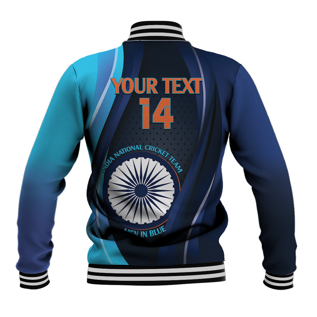 Custom India Cricket Baseball Jacket 2024 World Cup Go Men in Blue
