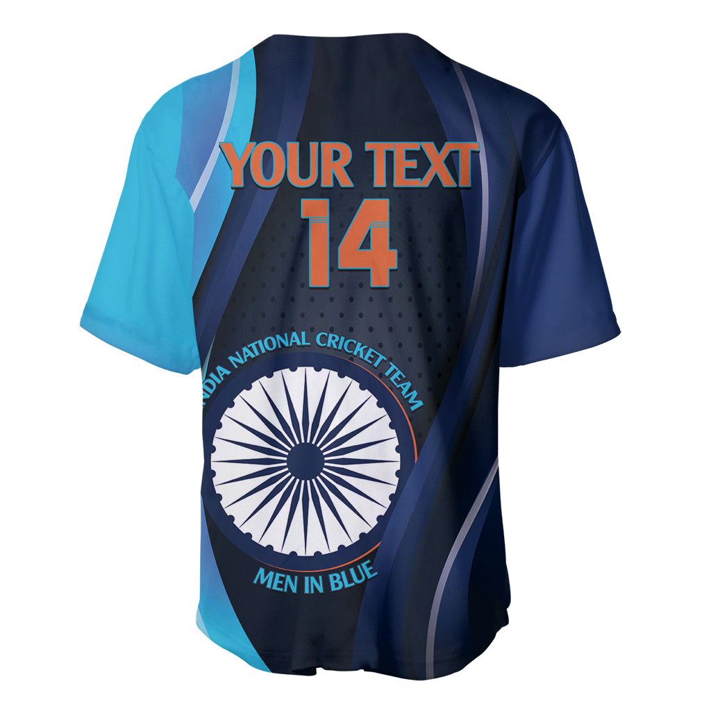 Custom India Cricket Baseball Jersey 2024 World Cup Go Men in Blue
