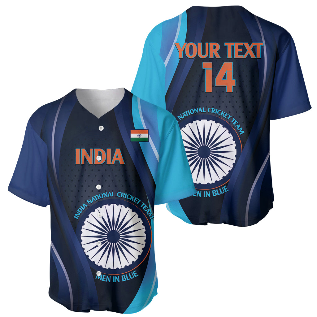 Custom India Cricket Baseball Jersey 2024 World Cup Go Men in Blue