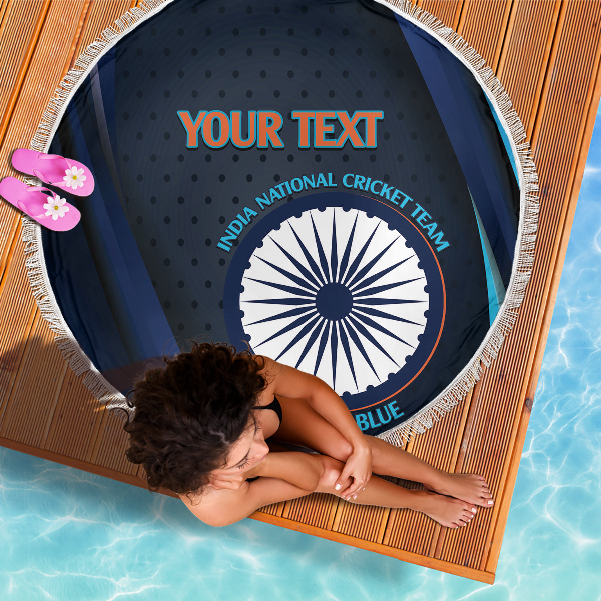 Custom India Cricket Beach Blanket 2024 World Cup Go Men in Blue