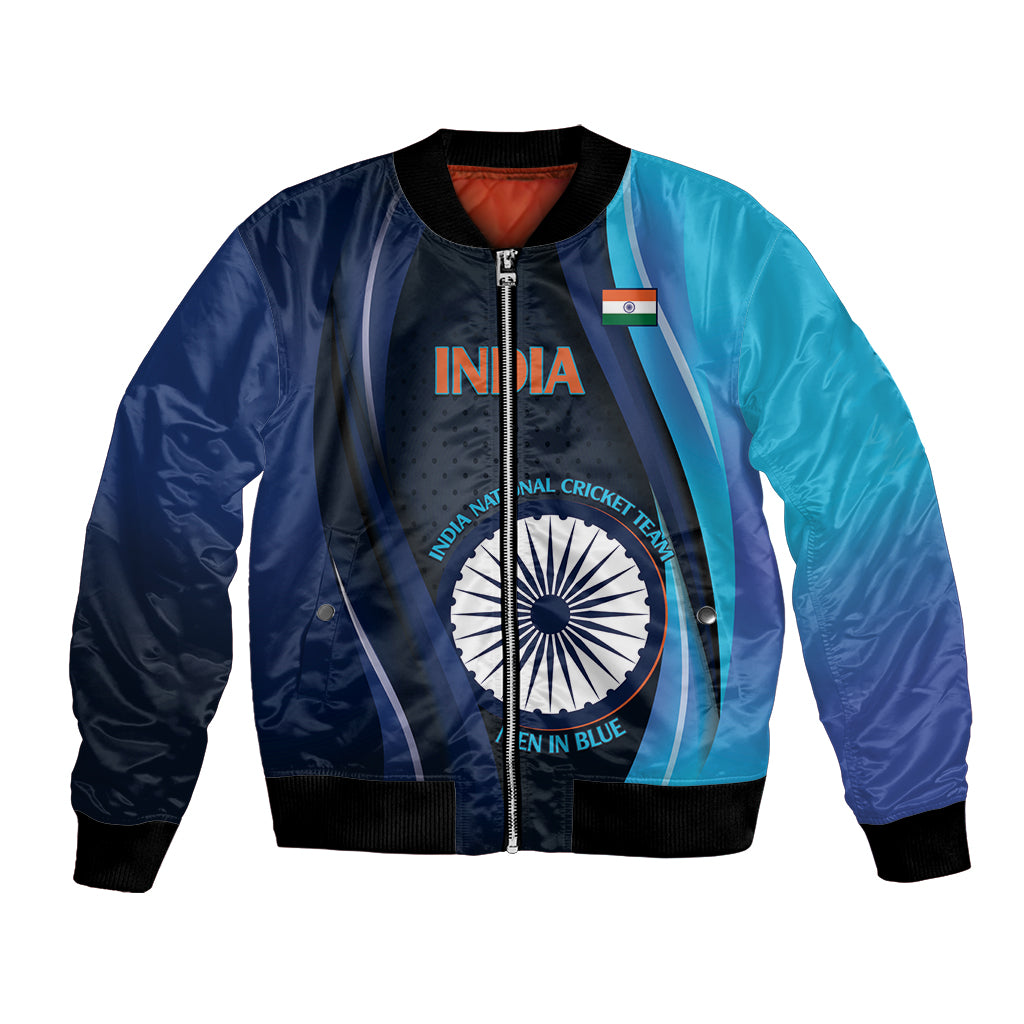 Custom India Cricket Bomber Jacket 2024 World Cup Go Men in Blue