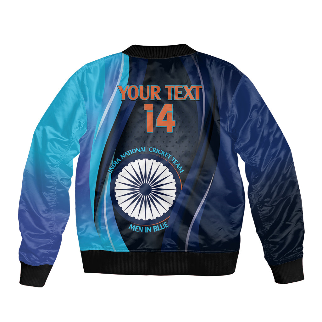 Custom India Cricket Bomber Jacket 2024 World Cup Go Men in Blue