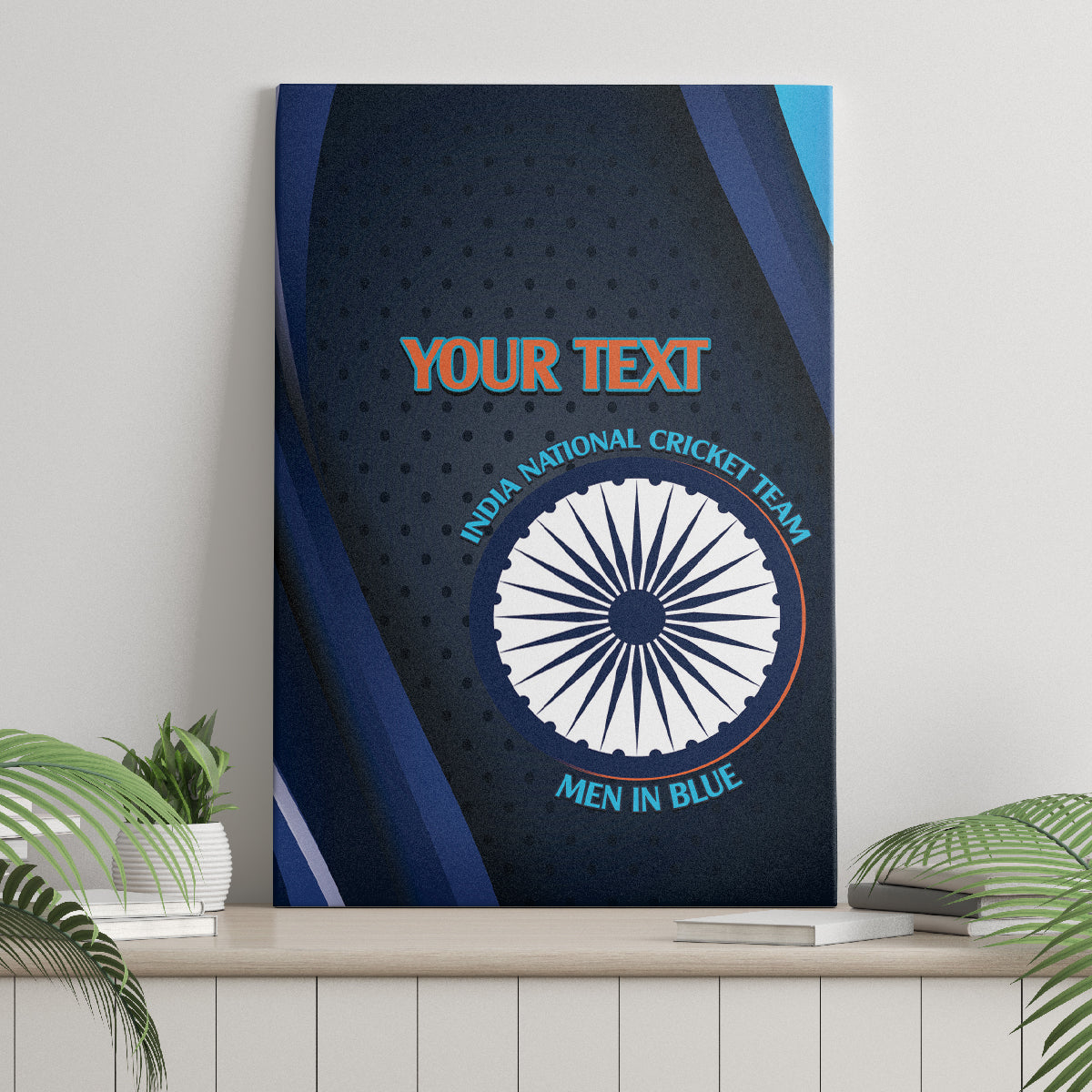 Custom India Cricket Canvas Wall Art 2024 World Cup Go Men in Blue