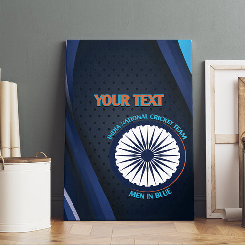Custom India Cricket Canvas Wall Art 2024 World Cup Go Men in Blue