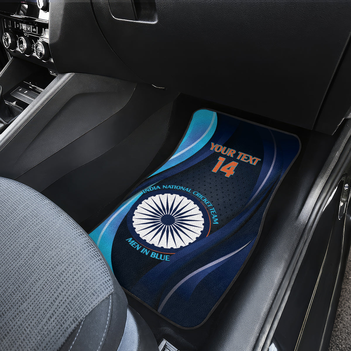 Custom India Cricket Car Mats 2024 World Cup Go Men in Blue