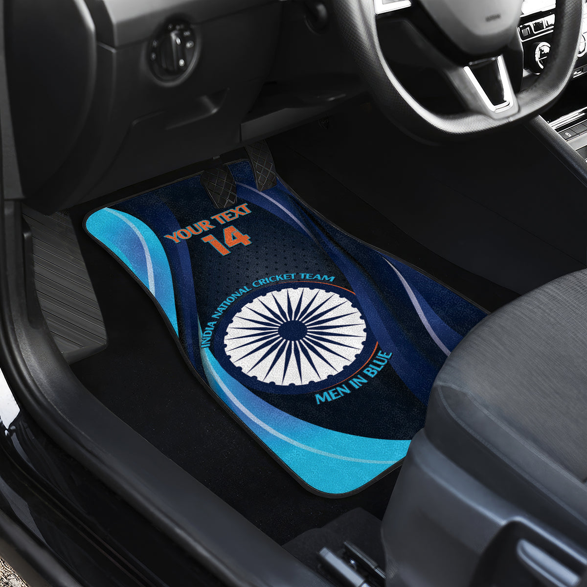 Custom India Cricket Car Mats 2024 World Cup Go Men in Blue