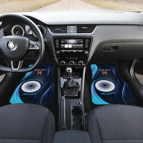 Custom India Cricket Car Mats 2024 World Cup Go Men in Blue