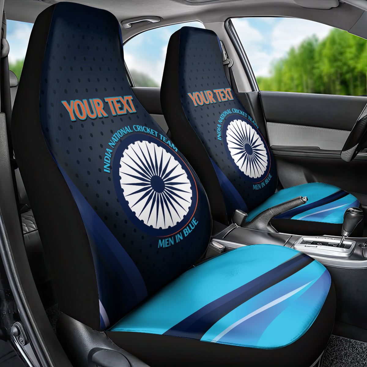 Custom India Cricket Car Seat Cover 2024 World Cup Go Men in Blue