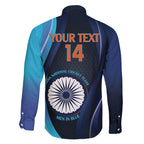 Custom India Cricket Family Matching Off The Shoulder Long Sleeve Dress and Hawaiian Shirt 2024 World Cup Go Men in Blue