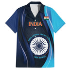 Custom India Cricket Family Matching Puletasi and Hawaiian Shirt 2024 World Cup Go Men in Blue