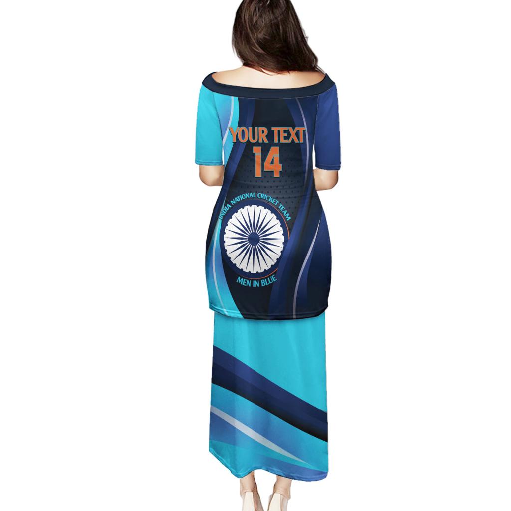 Custom India Cricket Family Matching Puletasi and Hawaiian Shirt 2024 World Cup Go Men in Blue