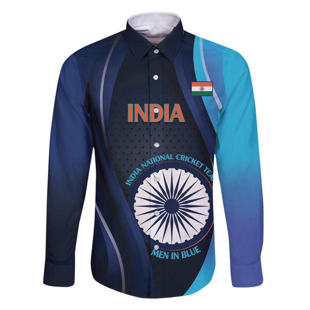 Custom India Cricket Family Matching Short Sleeve Bodycon Dress and Hawaiian Shirt 2024 World Cup Go Men in Blue