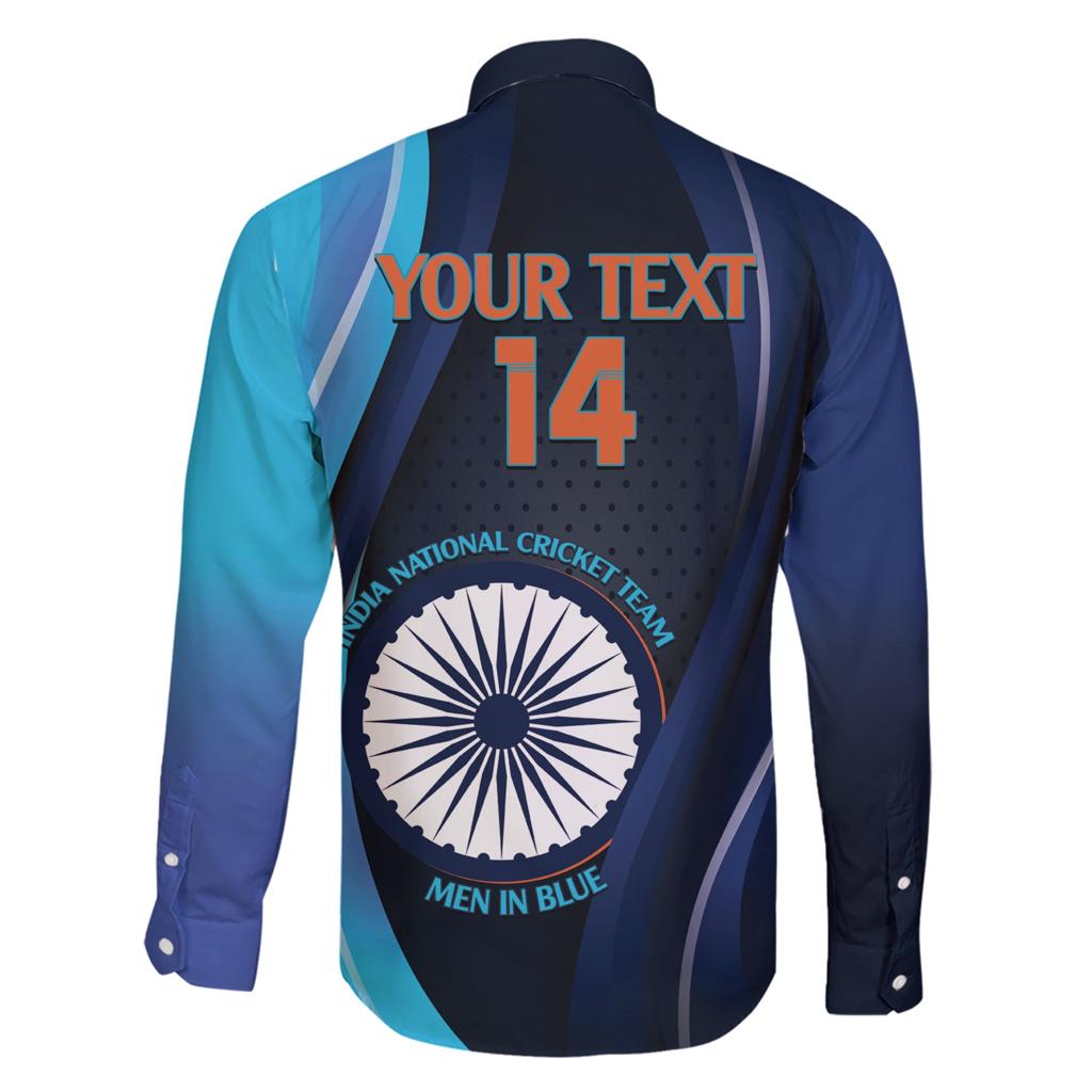 Custom India Cricket Family Matching Short Sleeve Bodycon Dress and Hawaiian Shirt 2024 World Cup Go Men in Blue