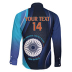 Custom India Cricket Family Matching Short Sleeve Bodycon Dress and Hawaiian Shirt 2024 World Cup Go Men in Blue
