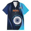 Custom India Cricket Hawaiian Shirt 2024 World Cup Go Men in Blue