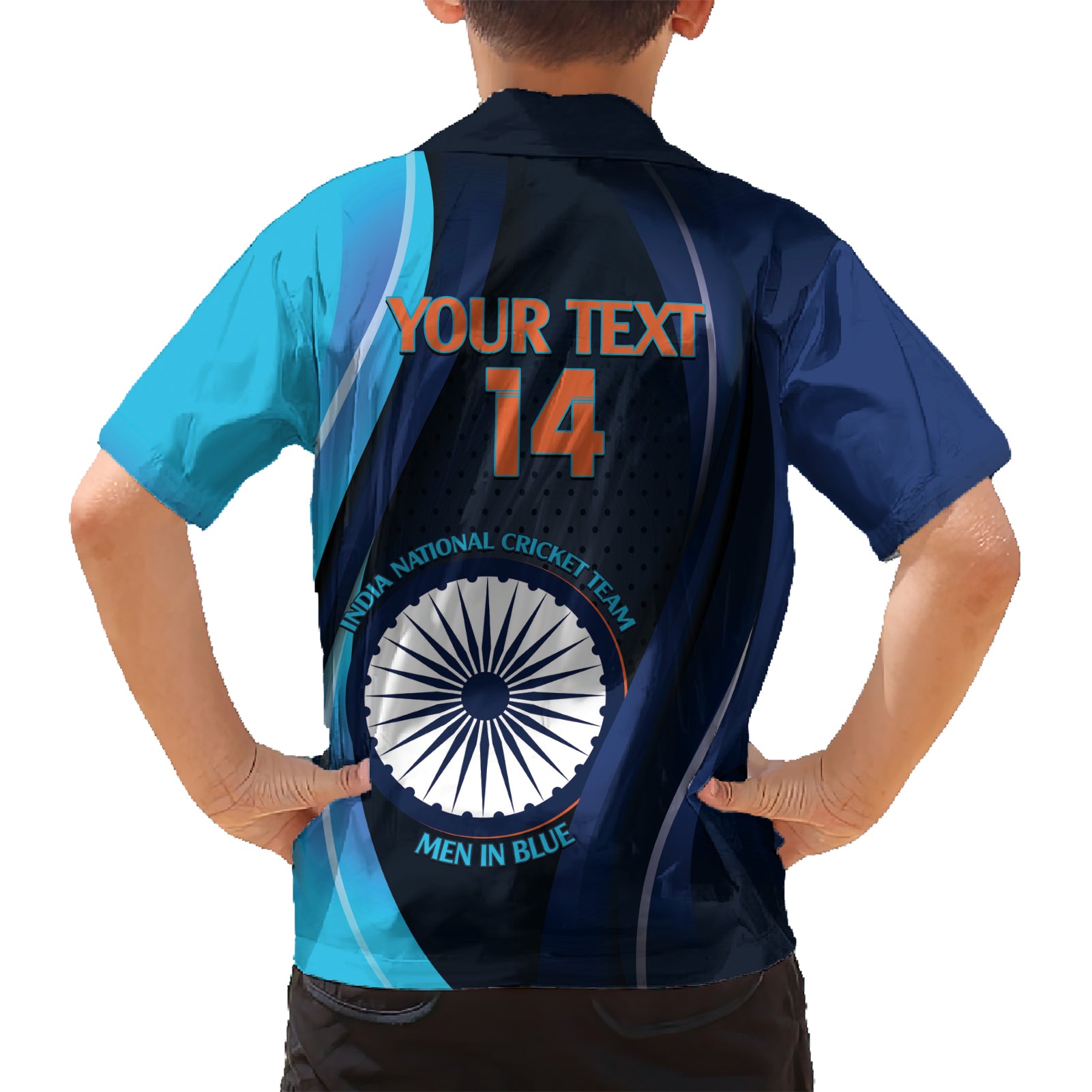 Custom India Cricket Hawaiian Shirt 2024 World Cup Go Men in Blue