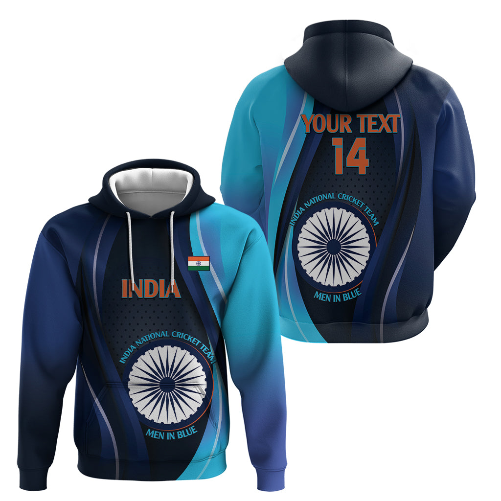 Custom India Cricket Hoodie 2024 World Cup Go Men in Blue