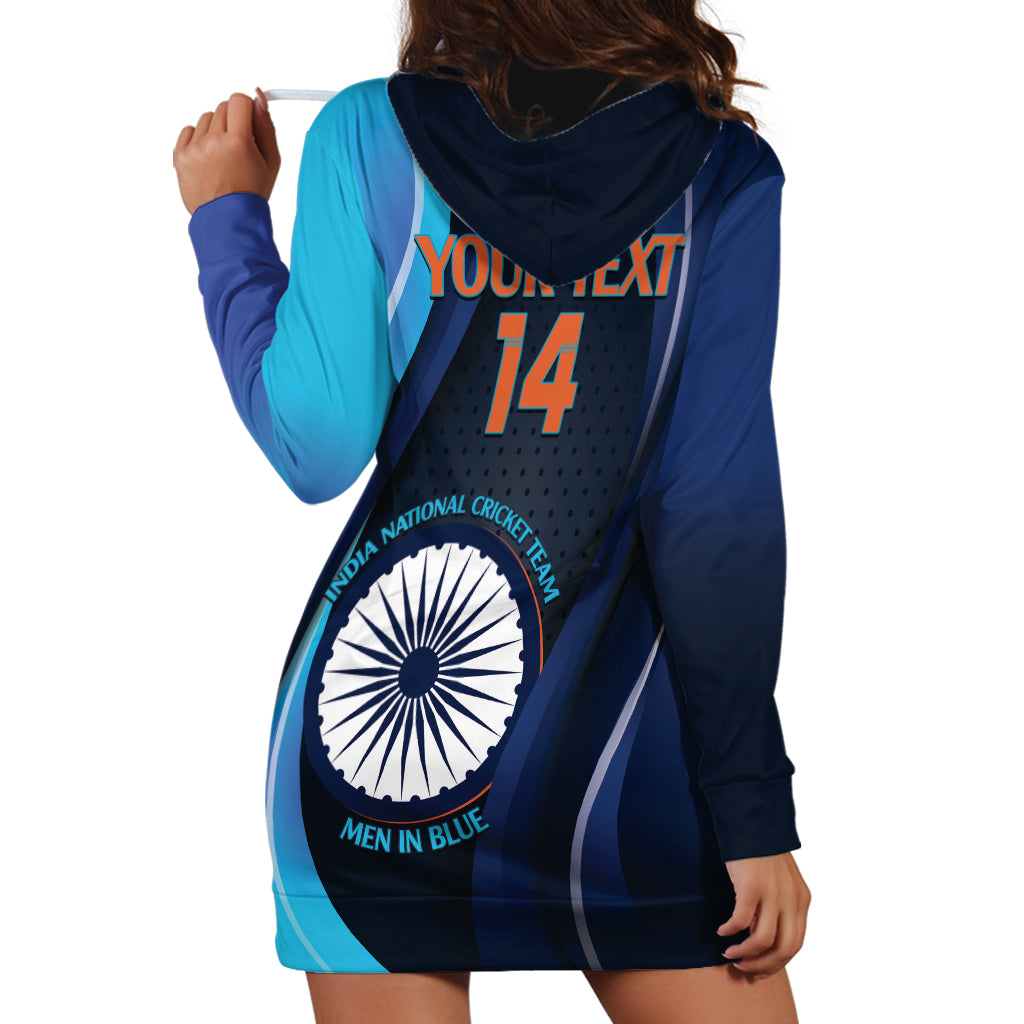 Custom India Cricket Hoodie Dress 2024 World Cup Go Men in Blue