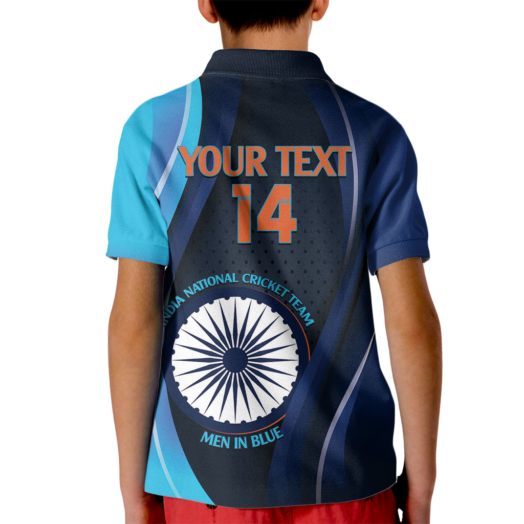 Custom India Cricket Kid Polo Shirt 2024 World Cup Go Men in Blue