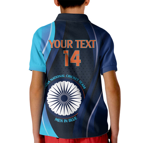 Custom India Cricket Kid Polo Shirt 2024 World Cup Go Men in Blue