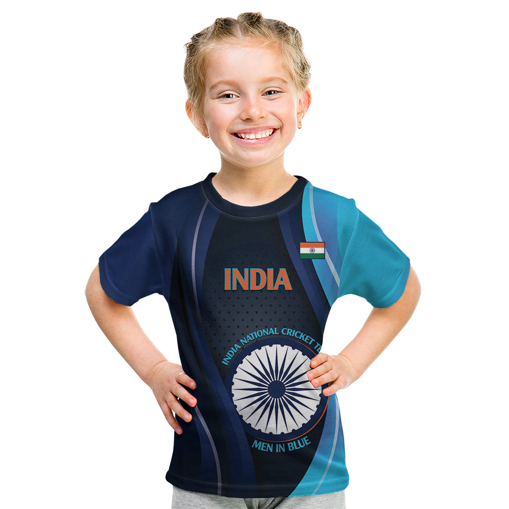 Custom India Cricket Kid T Shirt 2024 World Cup Go Men in Blue