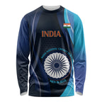 Custom India Cricket Long Sleeve Shirt 2024 World Cup Go Men in Blue