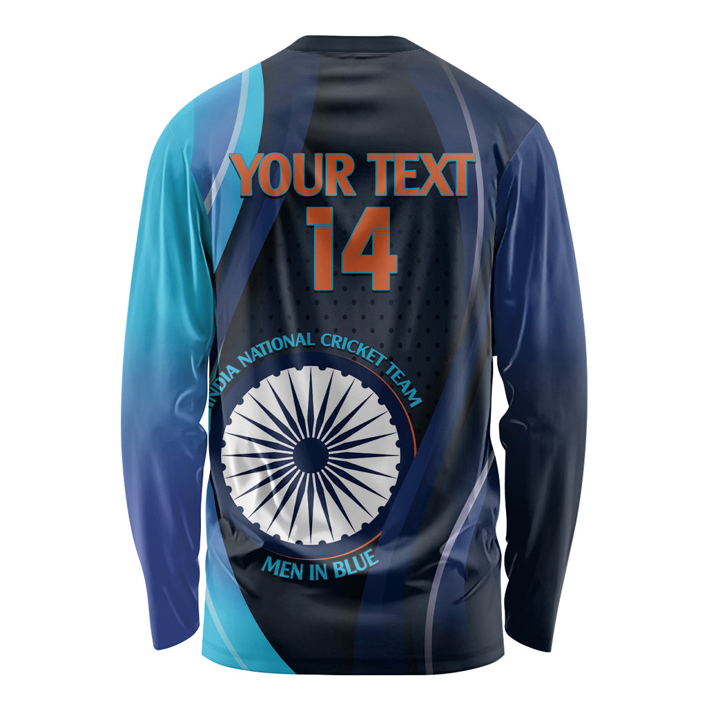 Custom India Cricket Long Sleeve Shirt 2024 World Cup Go Men in Blue