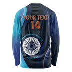 Custom India Cricket Long Sleeve Shirt 2024 World Cup Go Men in Blue