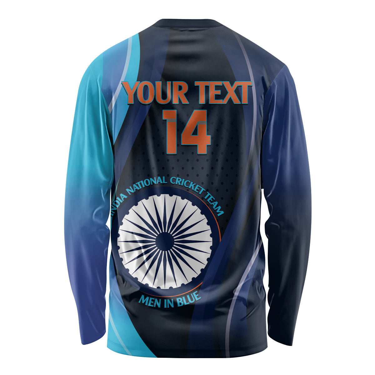 Custom India Cricket Long Sleeve Shirt 2024 World Cup Go Men in Blue