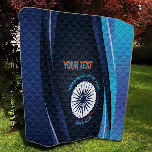 Custom India Cricket Quilt 2024 World Cup Go Men in Blue