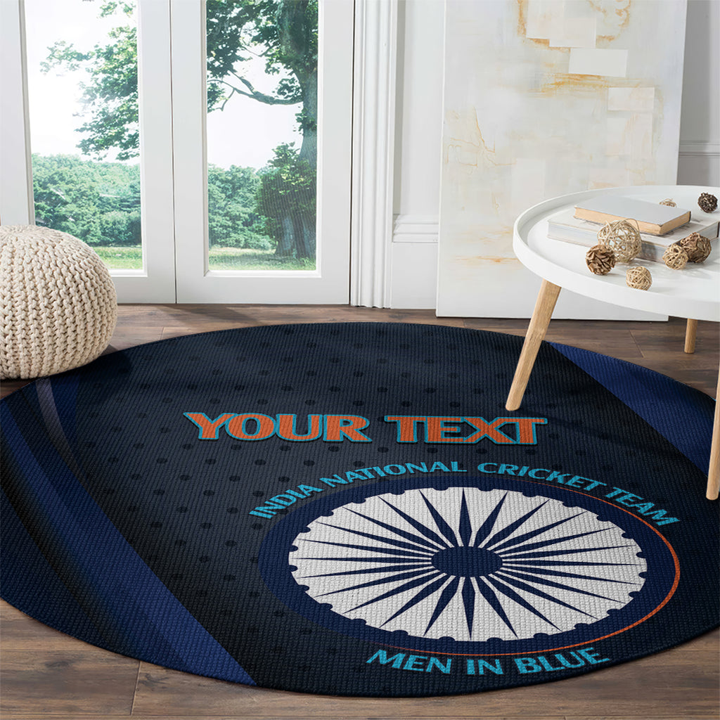 Custom India Cricket Round Carpet 2024 World Cup Go Men in Blue