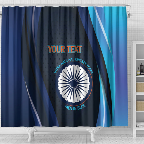 Custom India Cricket Shower Curtain 2024 World Cup Go Men in Blue