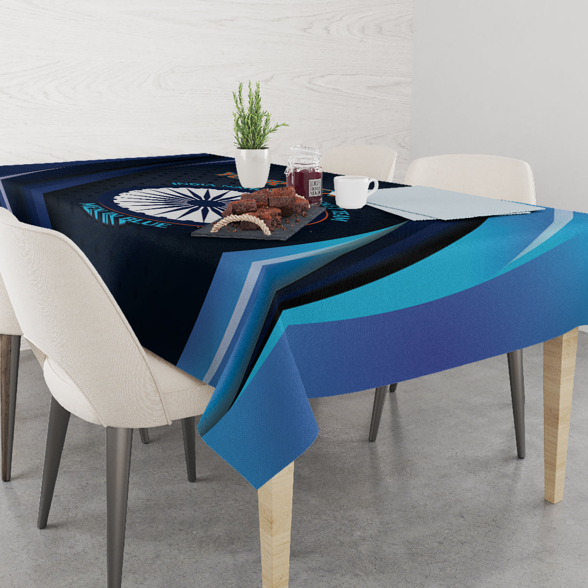 Custom India Cricket Tablecloth 2024 World Cup Go Men in Blue