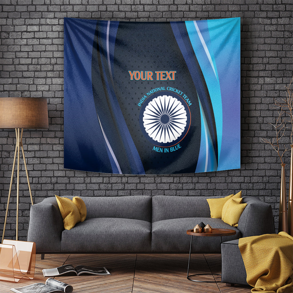 Custom India Cricket Tapestry 2024 World Cup Go Men in Blue