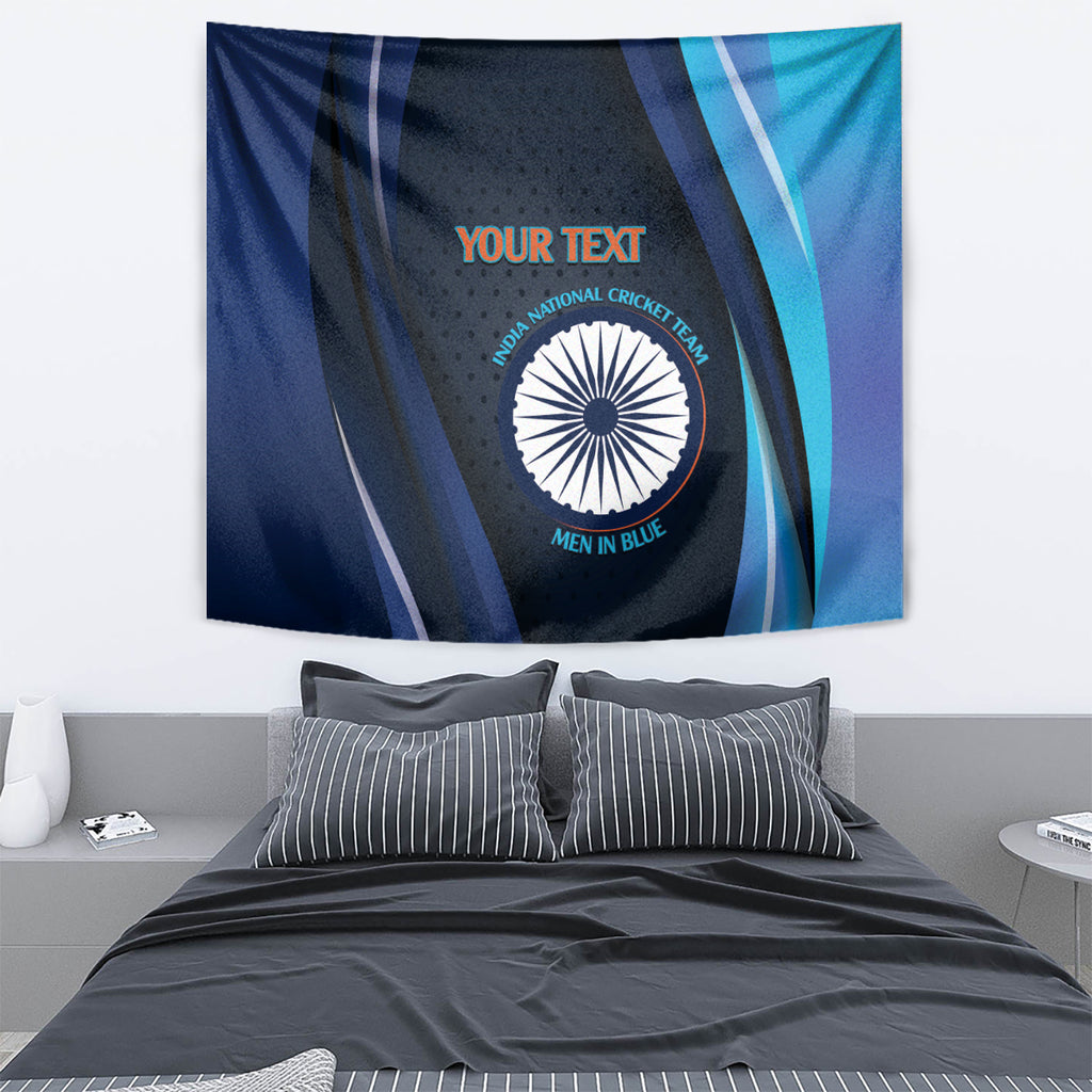 Custom India Cricket Tapestry 2024 World Cup Go Men in Blue