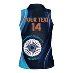 Custom India Cricket Women Sleeveless Polo Shirt 2024 World Cup Go Men in Blue