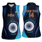 Custom India Cricket Women Sleeveless Polo Shirt 2024 World Cup Go Men in Blue