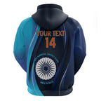 Custom India Cricket Zip Hoodie 2024 World Cup Go Men in Blue