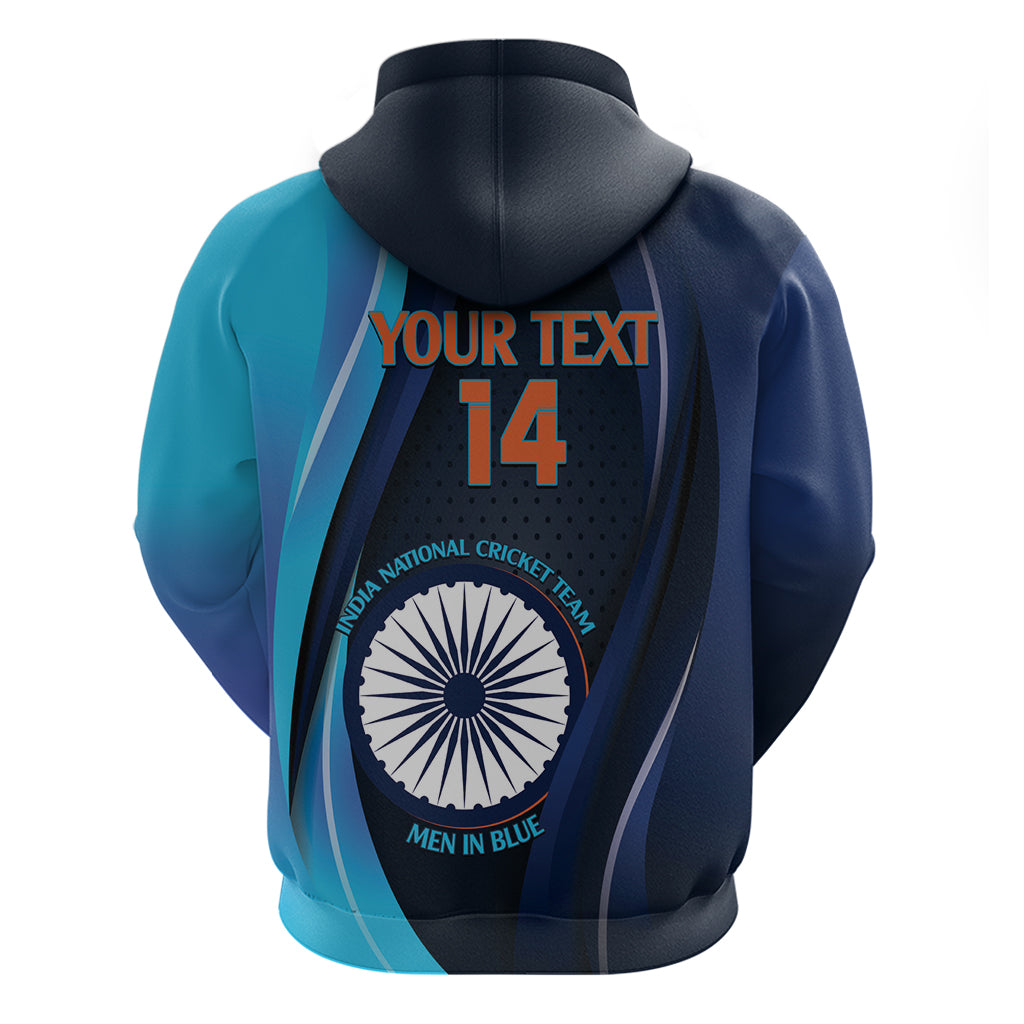 Custom India Cricket Zip Hoodie 2024 World Cup Go Men in Blue