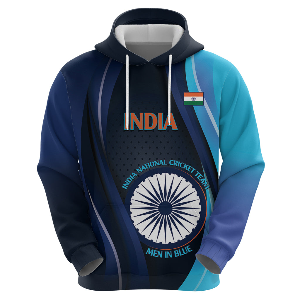 Custom India Cricket Zip Hoodie 2024 World Cup Go Men in Blue