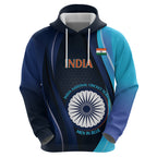Custom India Cricket Zip Hoodie 2024 World Cup Go Men in Blue