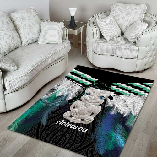 Aotearoa Korowai Motif Area Rug Hei Tiki Poutama Maori Pattern