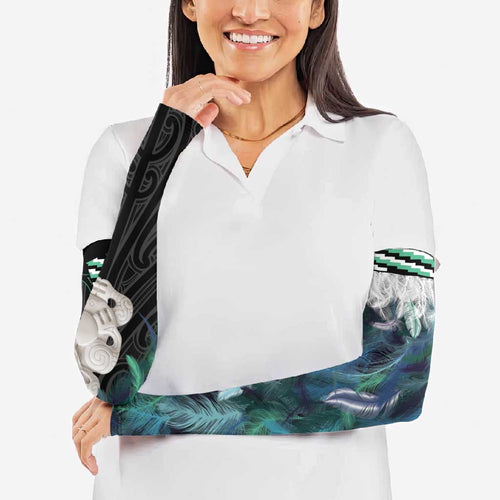 Aotearoa Korowai Motif Arm Sleeves Hei Tiki Poutama Maori Pattern - Aussie Hoodie