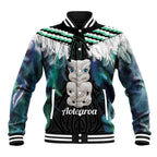 Aotearoa Korowai Motif Baseball Jacket Hei Tiki Poutama Maori Pattern