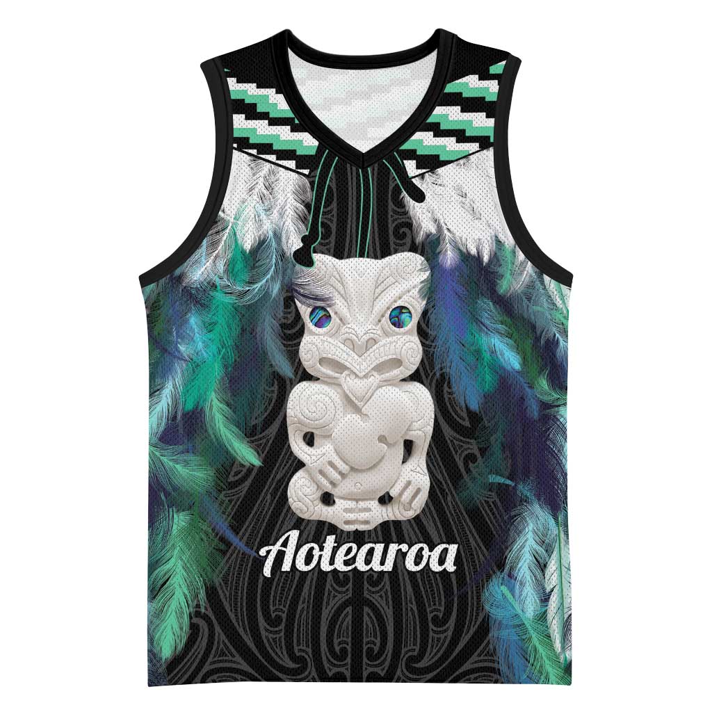 Aotearoa Korowai Motif Basketball Jersey Hei Tiki Poutama Maori Pattern - Aussie Hoodie
