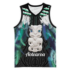 Aotearoa Korowai Motif Basketball Jersey Hei Tiki Poutama Maori Pattern - Aussie Hoodie