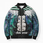 Aotearoa Korowai Motif Bomber Puffer Jacket Hei Tiki Poutama Maori Pattern - Aussie Hoodie